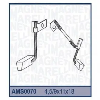 Ремкомплект (щетки) стартера (valeo)(4.5/9x11x18)peugeot karsan- boxer partner renault menage cabriolet scenic, coupe [940113190070] MAGNETI MARELLI AMS0070
