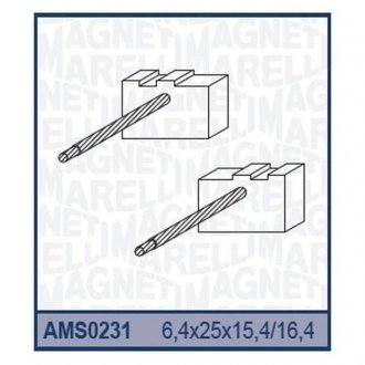 Ремкомплект (щетки) стартера MERCEDES 7-9T, 11T, 13T, 15T, ATEGO, CITARO, VARIO [940113510231] MAGNETI MARELLI AMS0231