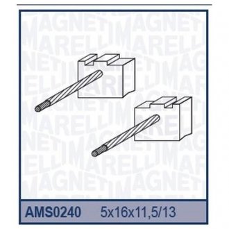 Щетки стартера (12v5x16x11,5/13) alfa romeo 147, 156, 1.9 jtd fiat marea, marengo, multipla, palio, punto, stilo, strada 1.9jtd lanci [94011360 MAGNETI MARELLI AMS0240