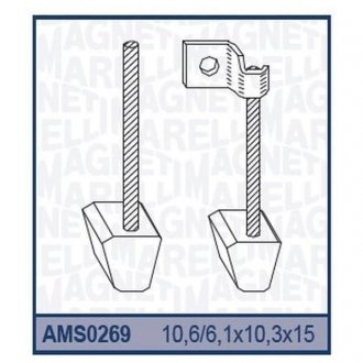 Ремкомплект (щетки) стартера VALEO 182 068 [940113890269] MAGNETI MARELLI AMS0269 (фото 1)