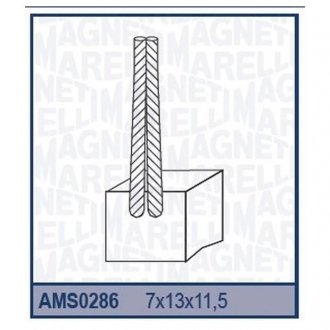 Щетки стартера (12V6 x13x11,5) AUDI, BMW, OPEL MERIVA, RENAULT MASTER, PEUGEOT 307 DIESEL MAGNETI MARELLI AMS0286