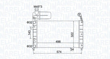 FIAT радіатор охолодження Tempra,Tipo 1.4/1.6 88- MAGNETI MARELLI BM1544 (фото 1)