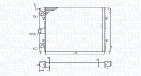 VW Радіатор охолодження GOLF II 83- MAGNETI MARELLI BM1873