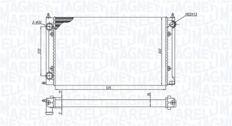 Радиатор двигателя SEAT TOLEDO I (1L) 1,6 VW CADDY I (14) 1,5 1,6 1,8 GOLF I* (17) 1,6 1,8 1,6D GOLF II* (19E/1G MAGNETI MARELLI BM1875