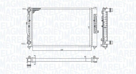 VW радіатор Passat 96-, AUDI A4 1.6-1.8 20V-1.9 DI/TD MAGNETI MARELLI BM1917 (фото 1)