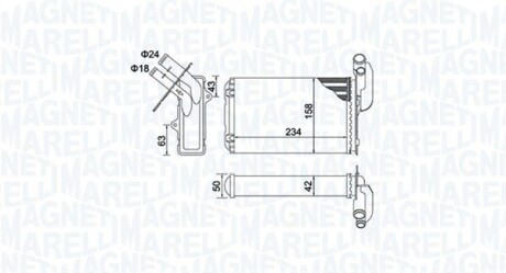 RENAULT радіатор опалення R19 I,II,Clio I, MAGNETI MARELLI BR405 (фото 1)