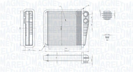 VW Радиатор печки Audi A3,Skoda Octavia,SuperB,Caddy III,Golf V,VI,Passat,Sharan,Tiguan,Touran 03- MAGNETI MARELLI BR423 (фото 1)