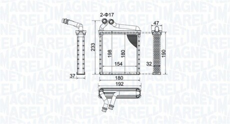 VW радіатор опалення Golf V,VI,Passat,Tiguan,Skoda Octavia II,SuperB II MAGNETI MARELLI BR442