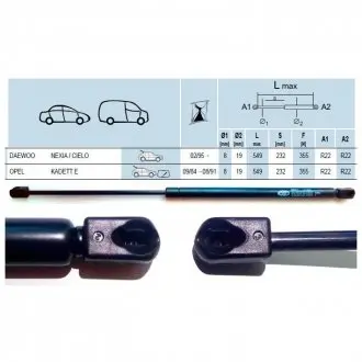 Газовый амортизатор (gas spring) l549 daewoo nexia/cielo 02/95- tailgate - hatchback [430719003100] MAGNETI MARELLI GS0031