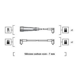 Провода высокого напряжения (7шт.) audi a100/a200 2,0-2,3 -94 MAGNETI MARELLI MSK1047