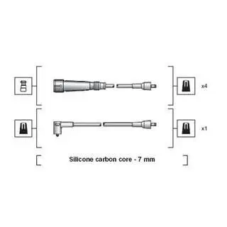 VW К-т високовольтних проводів GOLF II,III, POLO, TRANSPORTER IV MAGNETI MARELLI MSK1129