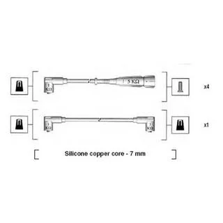 VW (5 шт!) К-т високовольтних проводів GOLF 1,4 91- SEAT IBIZA 1,4 IE -96 MAGNETI MARELLI MSK753