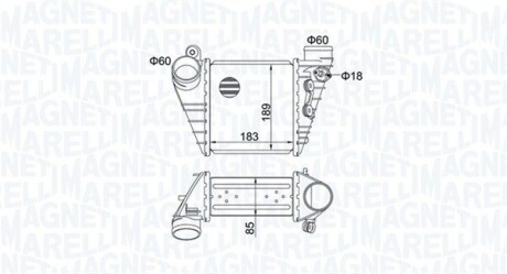 Интеркулер Audi A3,Golf,Skoda Octavia 1.8T/1.9TDI 96- MAGNETI MARELLI MST483