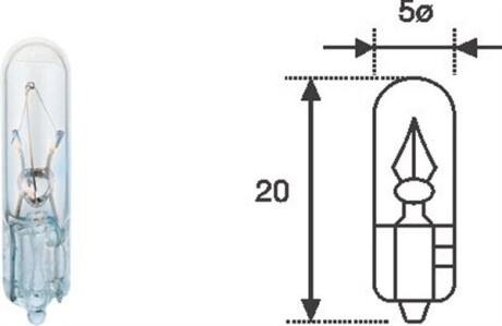 T5 w1,2w 12v1,2w автолампа безцокольная MAGNETI MARELLI T5 1,2W 12V