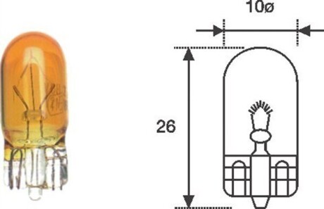 WY5W 12V5W Автолампа (желтая) безцокольная (W2,1x9,5d) MAGNETI MARELLI WY5W 12V