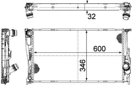 Радіатор 346 mm BMW MAHLE ORIGINAL CR1086000P