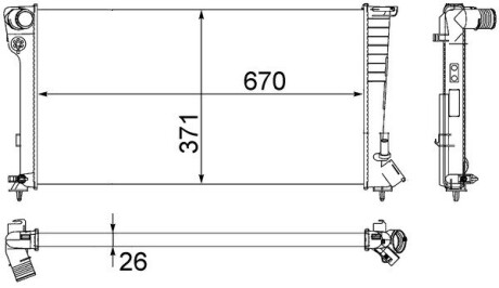 Радіатор охолодження двигуна Partner/306 1.8d,1.9d (td,sld,srdt),2.0 HDI 93-08 MAHLE ORIGINAL CR 504 000S