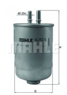 Фільтр паливний Mahle Renaul Megane III 1,5DCI Euro 6 MAHLE ORIGINAL KL7525D