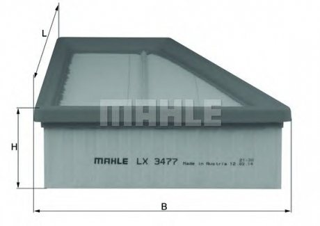Фільтр повітряний Mahle Mercedes A180-250 W245, B180-250 W246, CLA MAHLE ORIGINAL LX3477