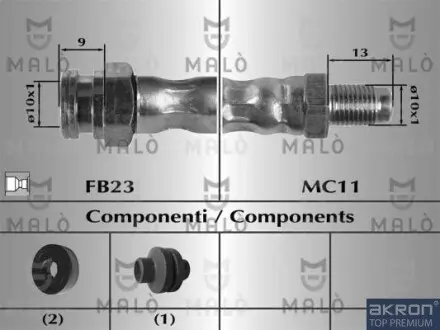 Шланг тормозной передний fiat doblo (119) 01-н.в., doblo cargo (223) 01-н.в. MALO 8915