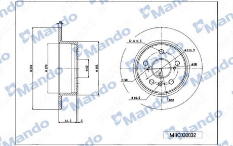 Диск гальмiвний MANDO MBC030032