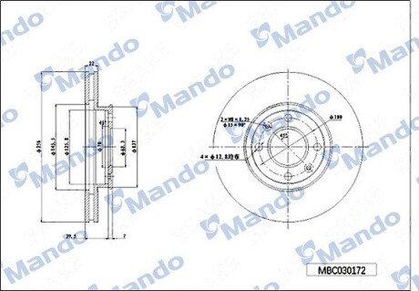 Диск тормозной MANDO MBC030172