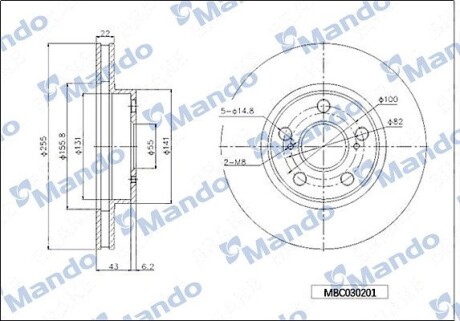 Диск тормозной MANDO MBC030201