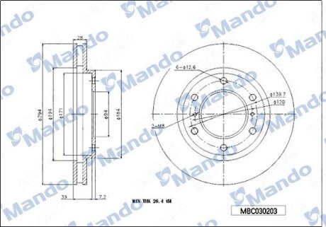 Диск гальмiвний MANDO MBC030203