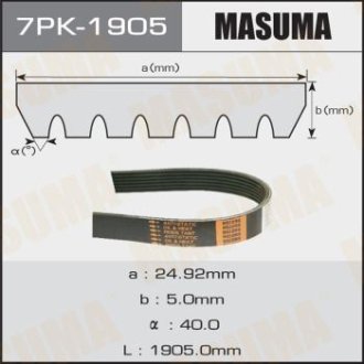 Ремень поликлиновой 7PK-1905 MASUMA 7PK1905 (фото 1)