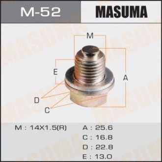 Пробка сливная поддона (с шайбой 14x1.5mm GM/ Hyundai/ Kia/ Mitsubishi MAS MASUMA M52