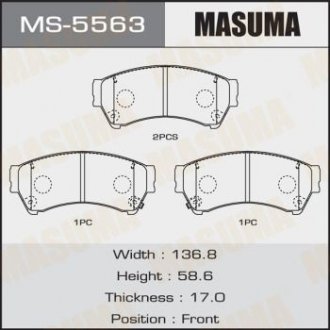 Колодка тормозная передняя Mazda 6 (07-12) MASUMA MS5563