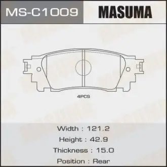 Колодка тормозная MASUMA MSC1009