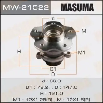 Ступица колеса заднего в сборе с подшипником Nissan Qashqai (13-) 2WD (с ABS) (M MASUMA MW21522