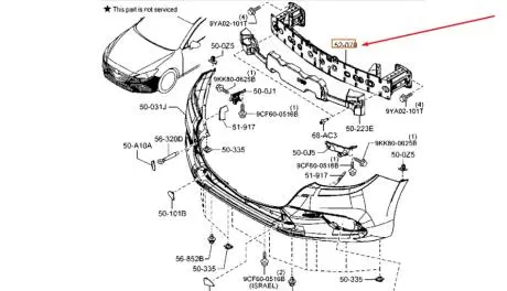 Оригинальный усилитель переднего бампера 3 BM (2016-) MAZDA B61K50070A