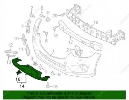 Накладка бампера переднего MAZDA KD53500S0A