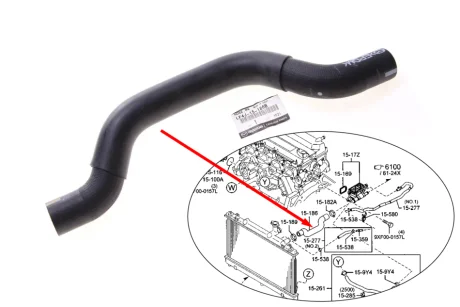 Патрубок радиатора верхний 6 GH MAZDA LF4J15186B