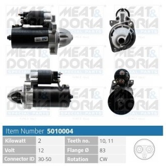 MEATDORIA DB стартер 12V 2,2KW W124/202,210/211, Vito, Sprinter MEAT & DORIA 5010004