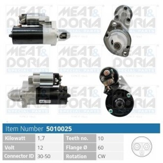 MEATDORIA DB стартер 12V 1.6KW W211/220,Sprinter 06-,Vito 06- MEAT & DORIA 5010025 (фото 1)