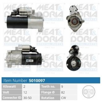 MEATDORIA AUDI Стартер A4 B7 2.0 TDI 06-, A6 C6 Avant 2.0 05-, SEAT, SKODA MEAT & DORIA 5010097 (фото 1)