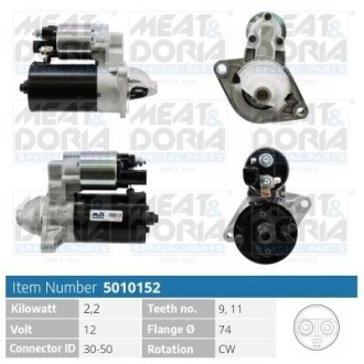 MEATDORIA TOYOTA Стартер AVENSIS 1.6 VVT-i 00-03 MEAT & DORIA 5010152