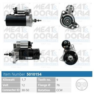 MEATDORIA SKODA стартер Octavia 1.9TDI, VW Golf IV 1.9TDI MEAT & DORIA 5010154