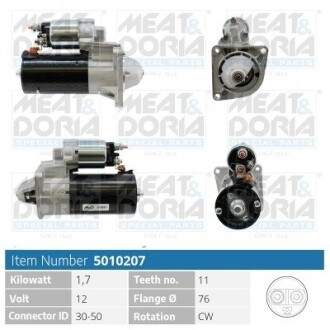 MEATDORIA FIAT Стартер 500X (334_) 1.6 D Multijet 14-, JEEP RENEGADE (BU, B1, BV) 1.6 CRD 14-, ALFA ROMEO, LANCIA MEAT & DORIA 5010207