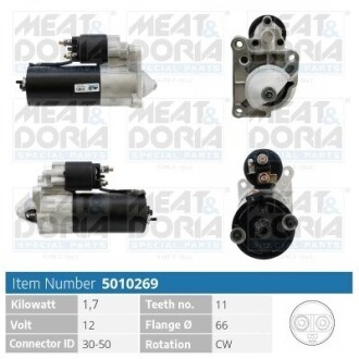 MEATDORIA RENAULT Стартер CLIO II 1.9 D 00-01, DACIA MEAT & DORIA 5010269