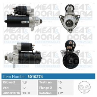 MEATDORIA VW стартер TRANSPORTER IV 1,9D MEAT & DORIA 5010274