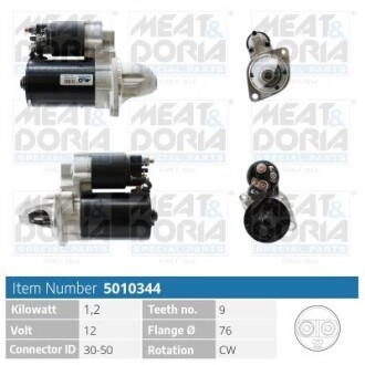 MEATDORIA BMW Стартер 1 (E81) 116 i 07-11, X3 (E83) 2.0 i 05-08 MEAT & DORIA 5010344