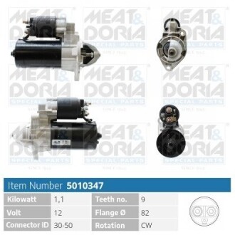 MEATDORIA OPEL стартер Astra F,Movano,Omega B,Vectra A/B MEAT & DORIA 5010347