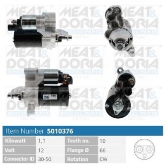 MEATDORIA AUDI Стартер A4 B8 (8K2) 1.8 TFSI 07-12, A5 (8T3) 2.0 TFSI 08-12 MEAT & DORIA 5010376 (фото 1)