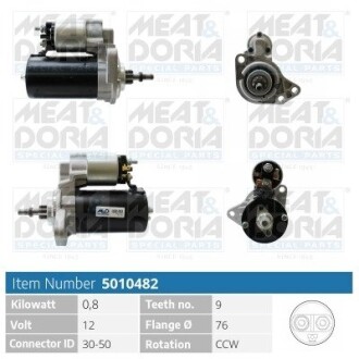 MEATDORIA VW стартер Golf II,III, Jetta II, Passat -96 MEAT & DORIA 5010482