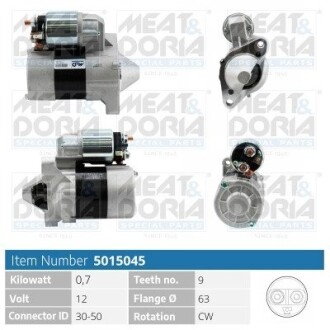 MEATDORIA RENAULT стартер 12V CLIO III, KANGOO, MODUS 1.2/1.4 97-, NISSAN KUBISTAR 1.2 MEAT & DORIA 5015045