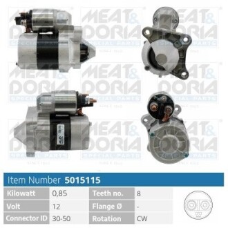 MEATDORIA RENAULT стартер GRAND SCENIC II 1.6 04-06, KANGOO BE BOP 1.6 09-12, MEGANE II 1.6 05-08 MEAT & DORIA 5015115